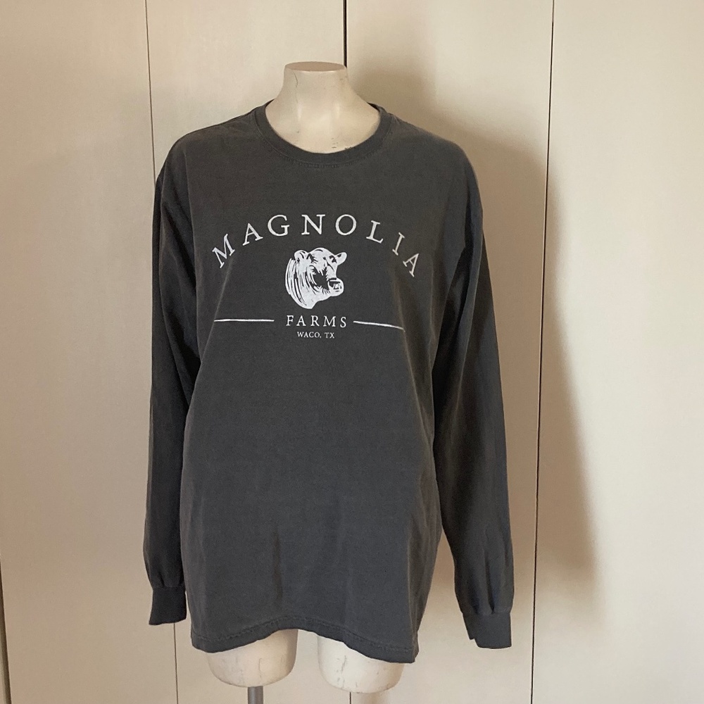 Magnolia Comfort Color Gray Long Sleeve T Shirt SIZE LARGE 100% Cotton Unisex